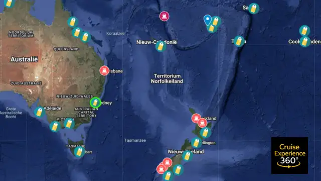  DE CRUISEHAVEN WERELDKAART VAN GEBIED OCEANIA 